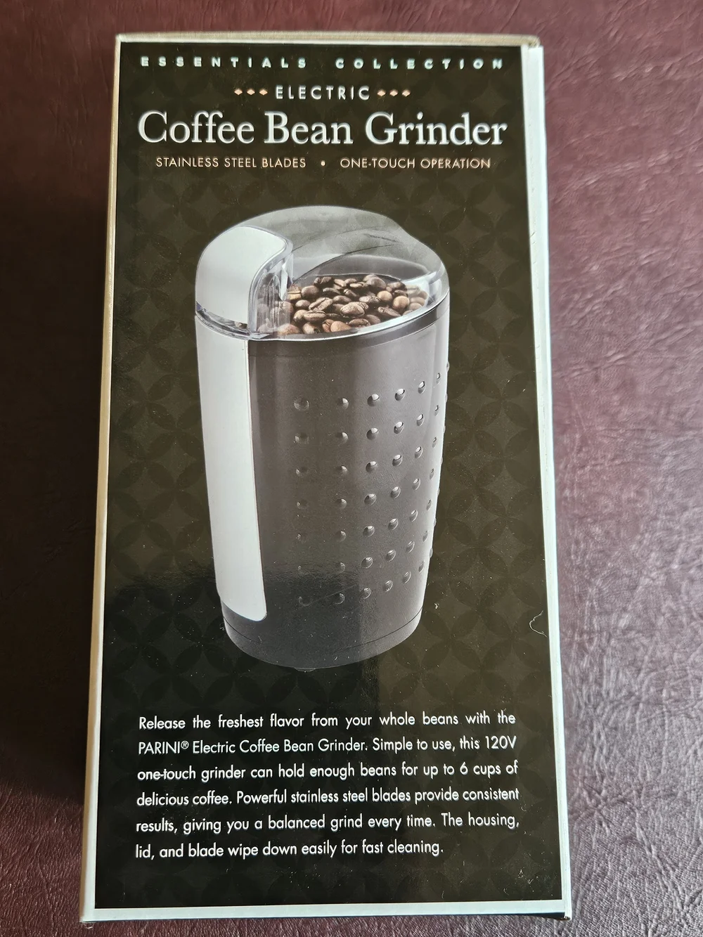 Parini Black Electric Coffee Bean Grinder